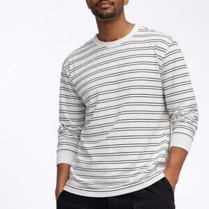 Mode of One Men's Long-Sleeve Relaxed Stripe T-Shirt White Black Small